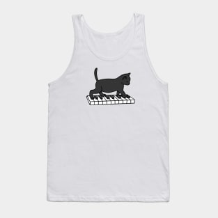 Cat Playing Piano Tank Top